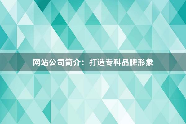 网站公司简介：打造专科品牌形象